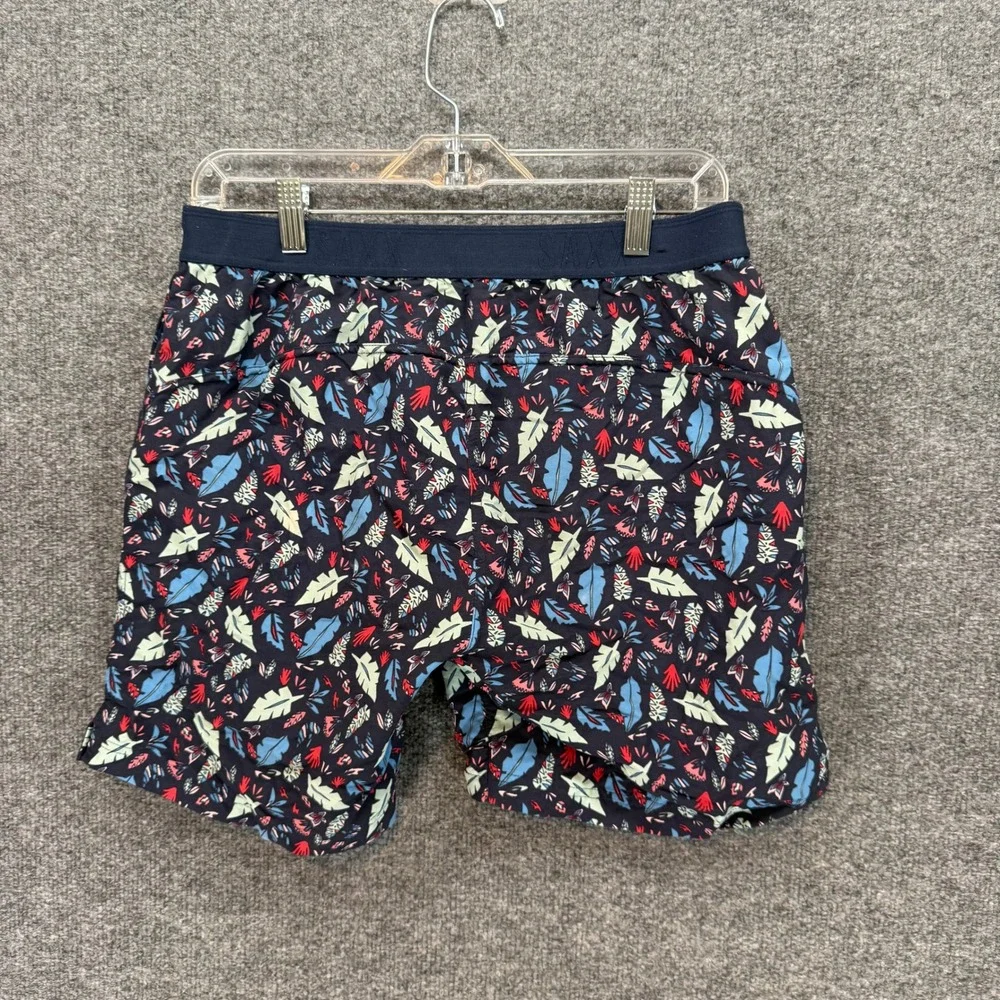Saxx Cannonball 2N1 Swim Shorts Mens Small Blue Tropical Leaf Print Board Trunks